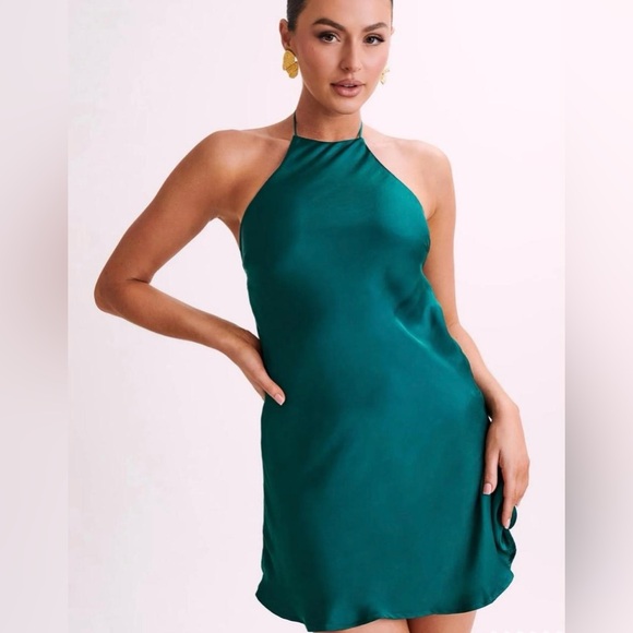 Meshki Satin Bow Mini Dress NEW - Picture 2 of 6